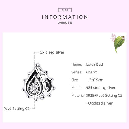 925 Sterling Silver Lotus Bud Beads For Diy Bracelets & Necklaces