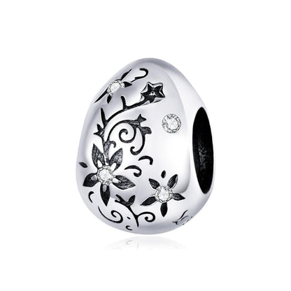 925 Sterling Silver Retro Easter Egg Diy Bracelet Beads