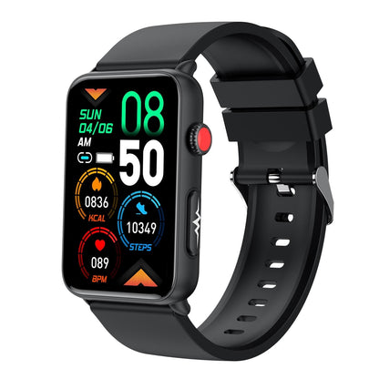 Bluetooth Smart Watch With Ecg Temperature And Heart Rate - Black Leather