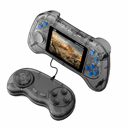 Q8 Handheld Game Console - 3.0 Screen 800 Built-In Games Tv Connection - Transparent Blue - Doubles Transparent Gray