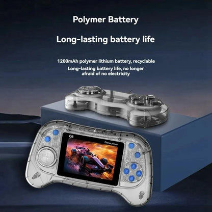 Q8 Handheld Game Console - 3.0 Screen 800 Built-In Games Tv Connection - Transparent Blue - Doubles Transparent Gray