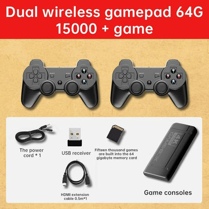 Wireless K9 Game Console With 15000 Built-In Games For Tv Double Battle Simulation - 64G
