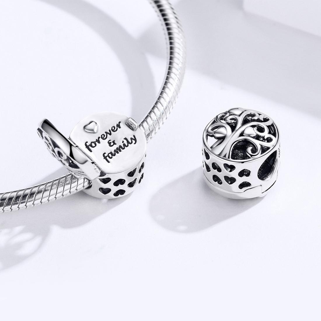 925 Sterling Silver Openable Family Tree Beaded Bracelet