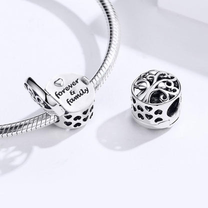 925 Sterling Silver Openable Family Tree Beaded Bracelet