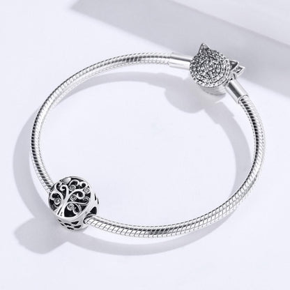 925 Sterling Silver Openable Family Tree Beaded Bracelet