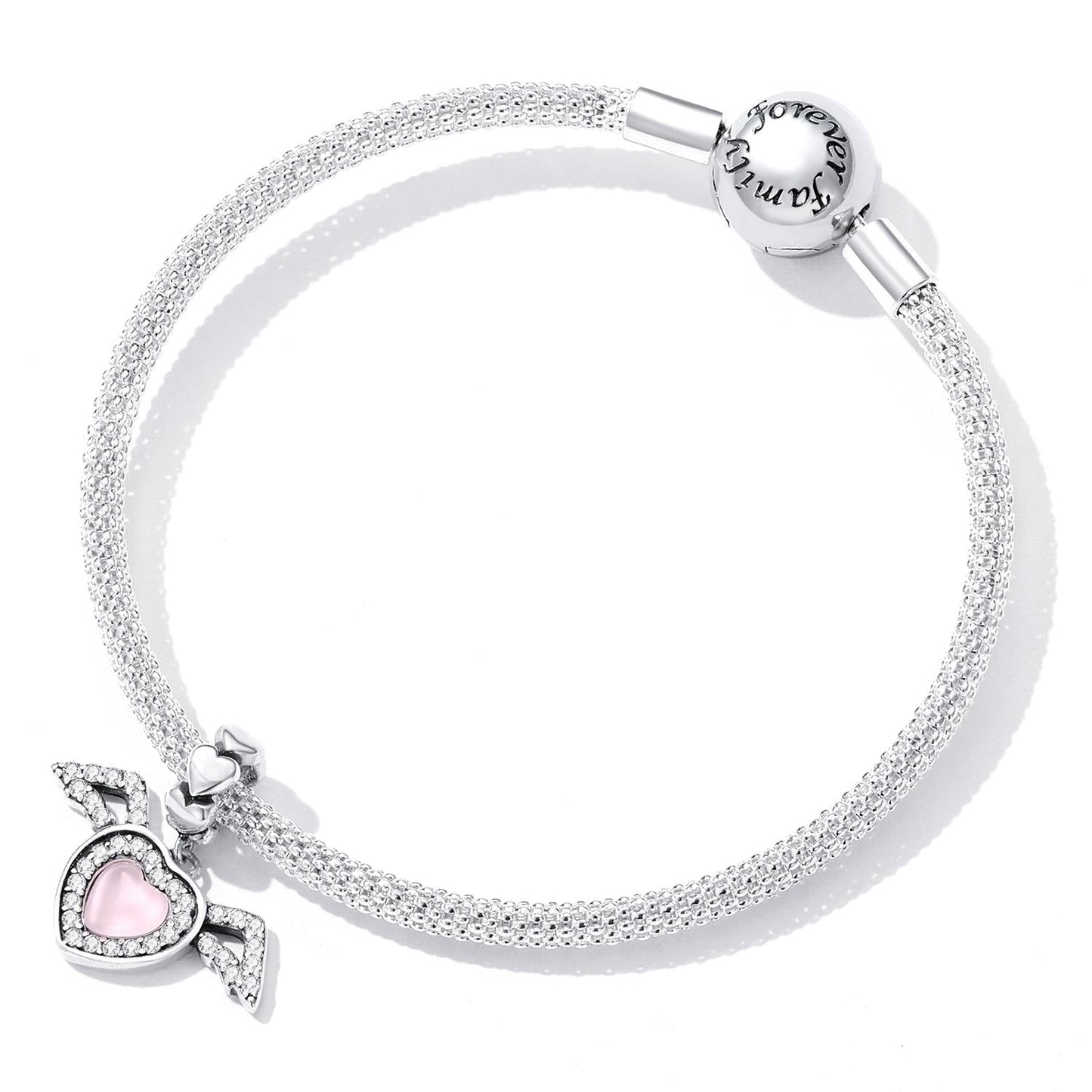 925 Sterling Silver Heart Wing Pendant For Diy Bracelets & Necklaces