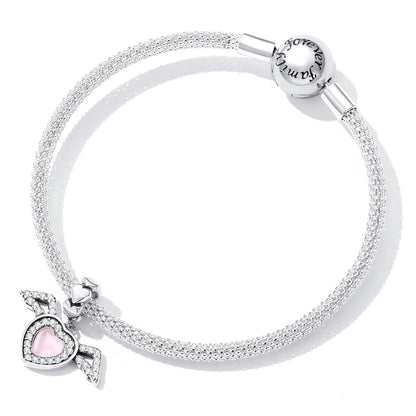 925 Sterling Silver Heart Wing Pendant For Diy Bracelets & Necklaces