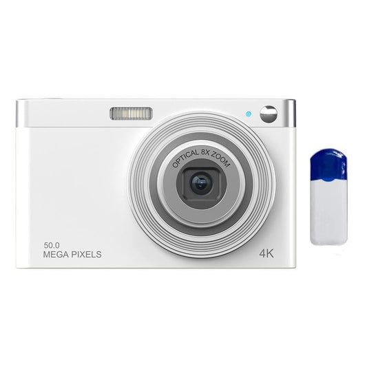 4K 8X Optical Zoom Telescopic Lens Digital Camera With Card Reader & Wiper - White