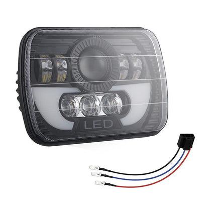 7 Inch 35W 4000Lm 6000K + Amber Car Truck Square Led Headlights Work Lights Spotlight