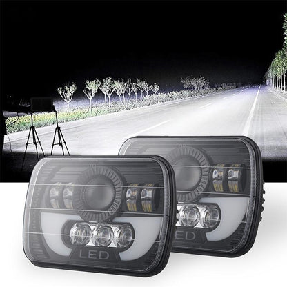 7 Inch 35W 4000Lm 6000K + Amber Car Truck Square Led Headlights Work Lights Spotlight