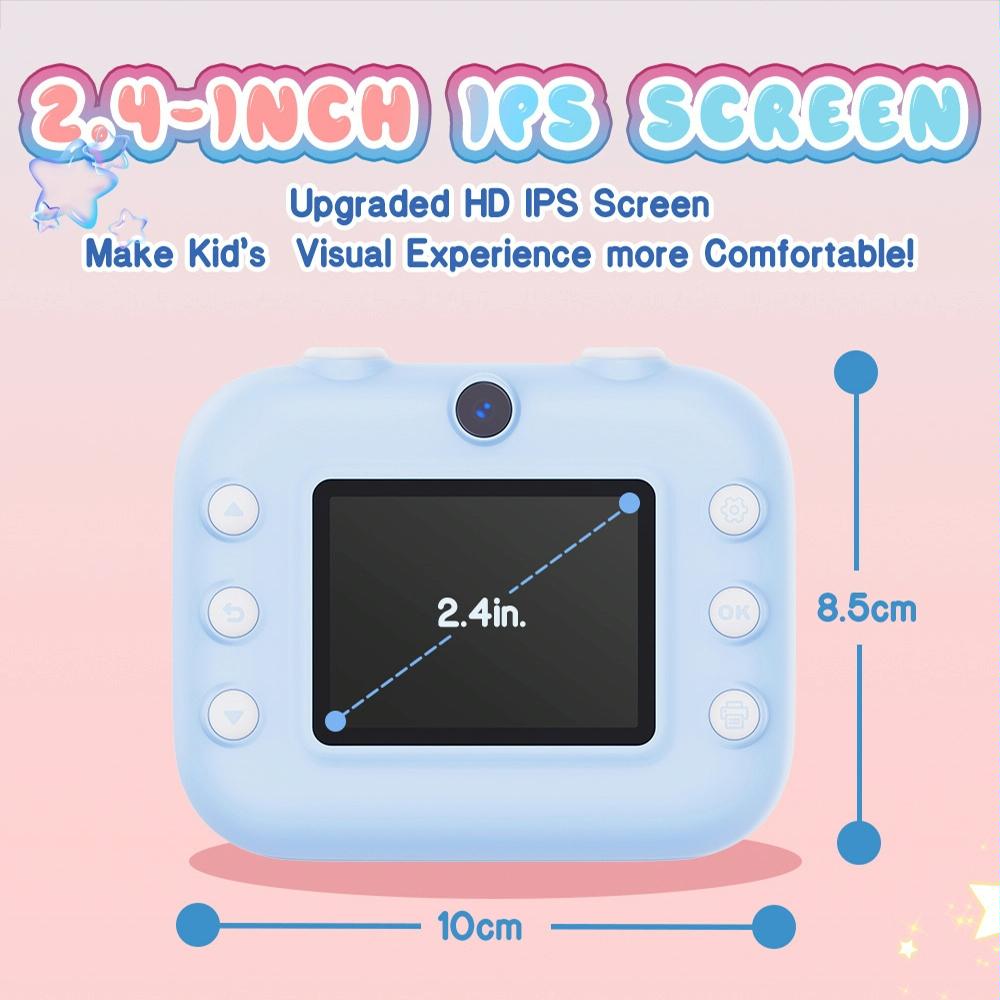 Blue Children'S Thermal Camera With Dual-Camera 1080P Hd 2400W Pixel 2.4-Inch Display - Pink+32Gb