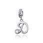 925 Sterling Silver Personalized Letter Pendant For Diy Bracelets And Necklaces Style - D
