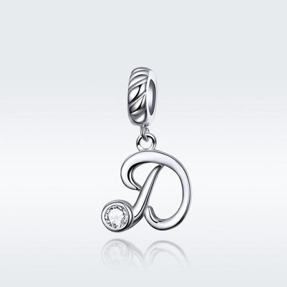 925 Sterling Silver Personalized Letter Pendant For Diy Bracelets And Necklaces Style - D