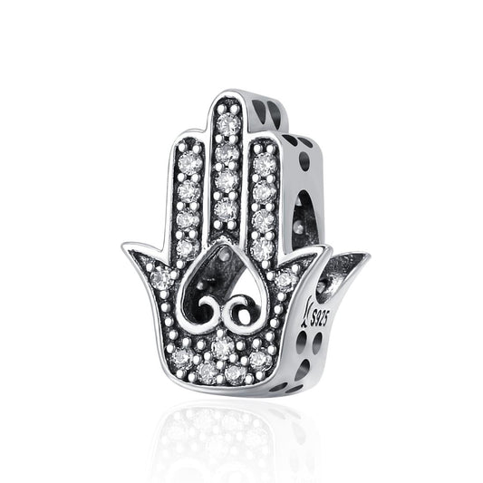 925 Sterling Silver Hand Of Fatima Beads For Diy Bracelets