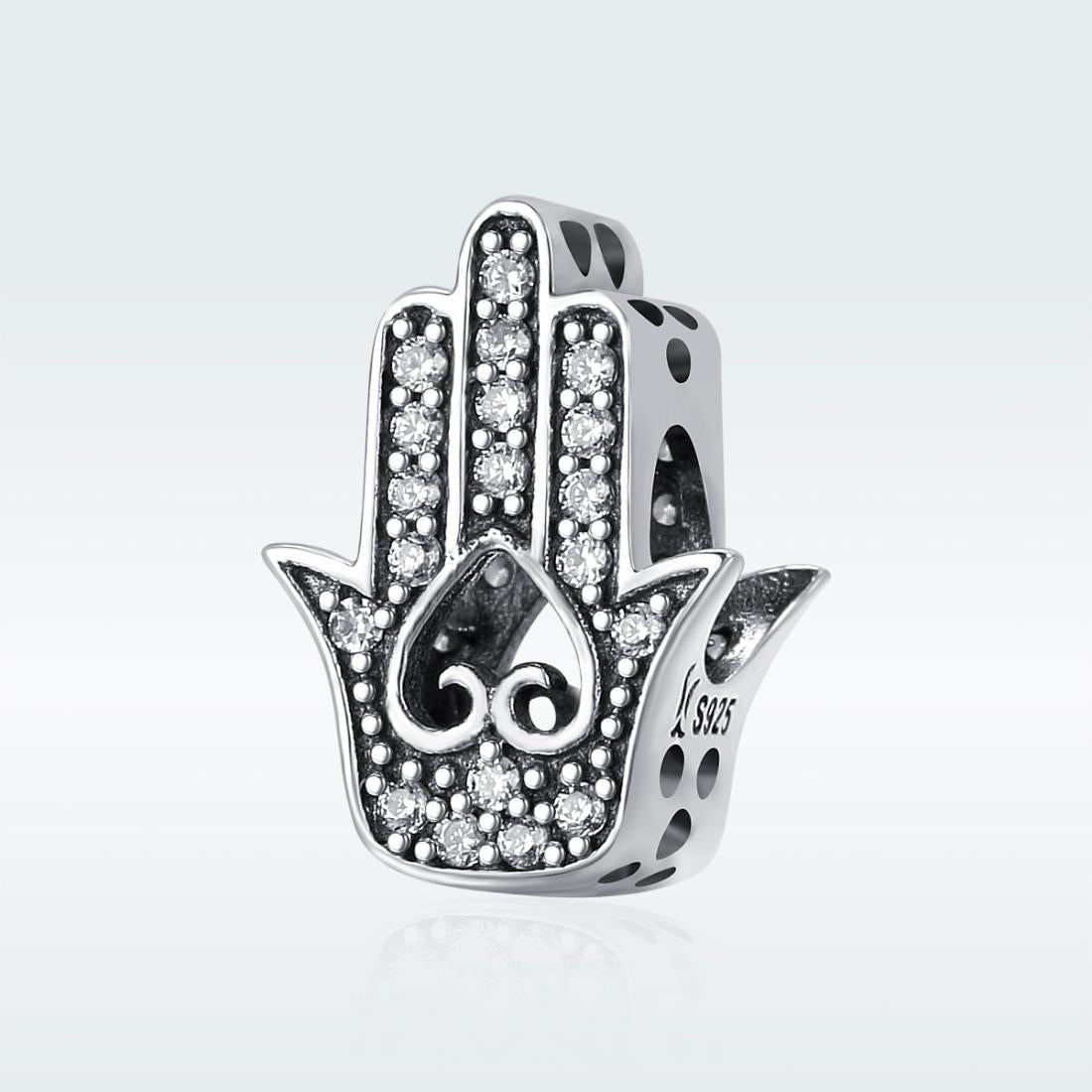 925 Sterling Silver Hand Of Fatima Beads For Diy Bracelets