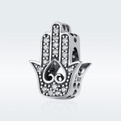 925 Sterling Silver Hand Of Fatima Beads For Diy Bracelets