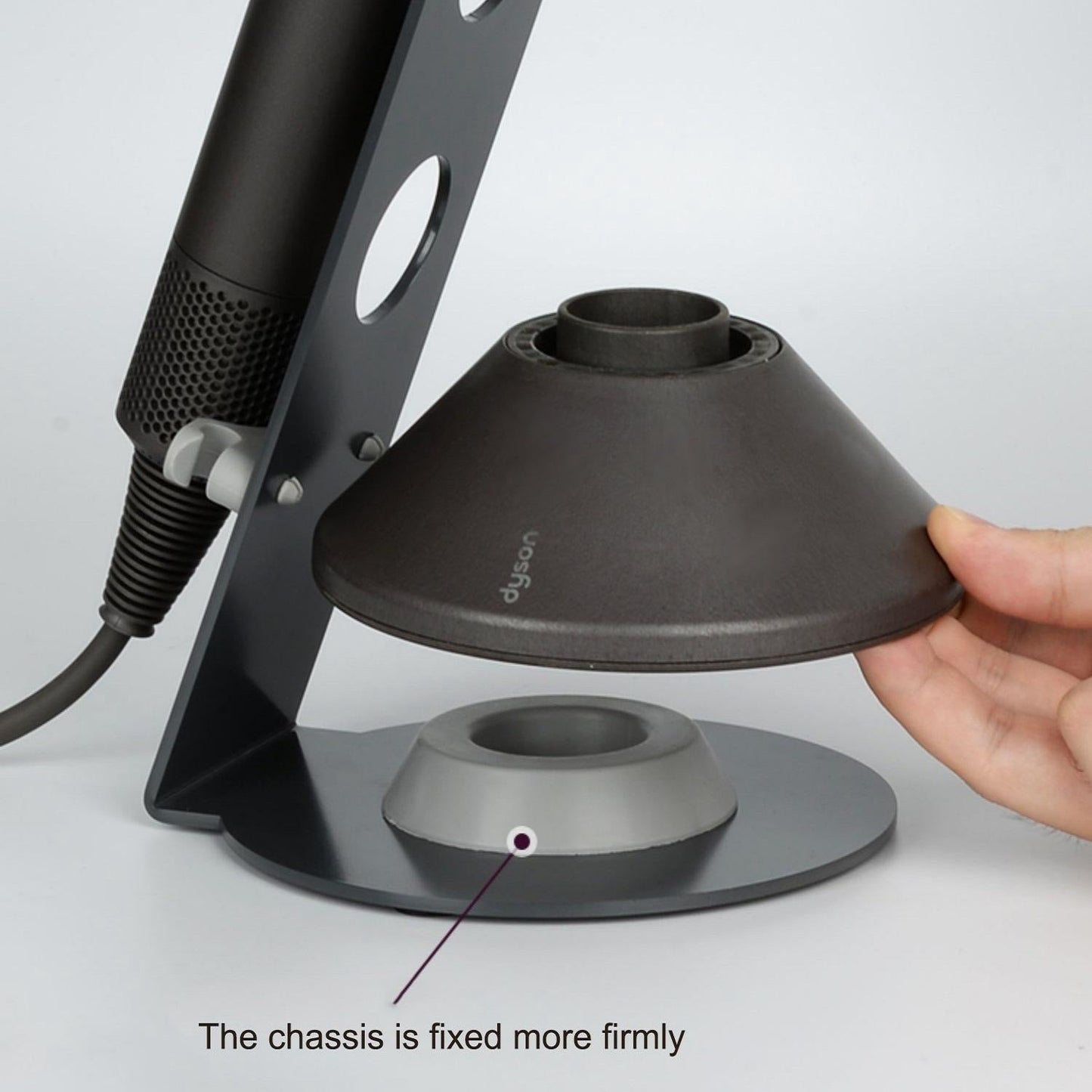 Universal Hair Dryer Stand No Drilling Silver