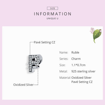 925 Sterling Silver Ruble Bead Pendant For Diy Bracelets & Necklaces