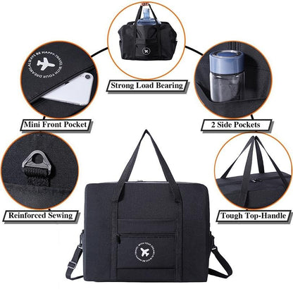 Foldable Travel Bag for Camping & Hiking - Large - Large Black