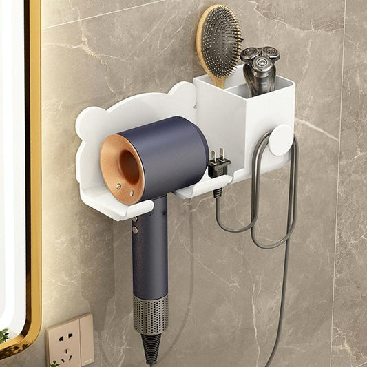 Wall Mounted Holder For Dyson Hair Dryer Bathroom Storage Rack Simple Black - Upgrade White