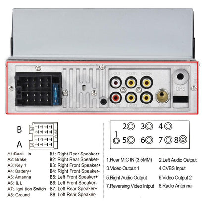 7 Inch Mp5 Bluetooth Carplay Player With Reversing Camera - Standard + 12 Lights