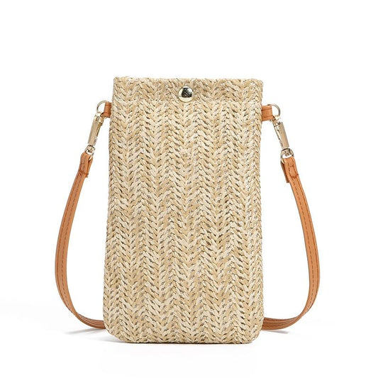 Stylish Straw Beach Bag With Magnetic Closure Cream