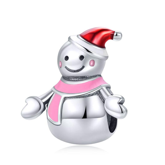 925 Sterling Silver Snowman Bead Pendant For Diy Bracelets & Necklaces