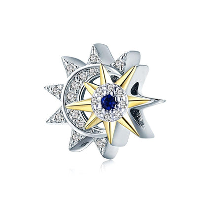 925 Sterling Silver Sun & Moon Beads For Diy Bracelets