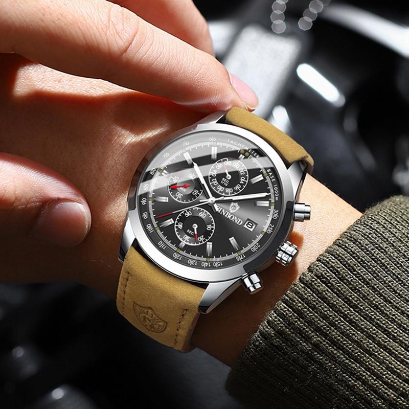 Waterproof Luminous Quartz Watch - Multifunctional 30m - Inter-Gold-Black