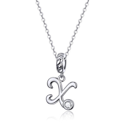 925 Sterling Silver Personalized Letter Pendant For Diy Bracelets And Necklaces Style - X