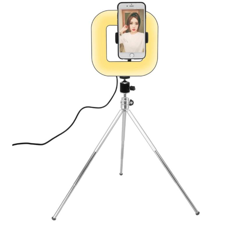 Dimmable Square Led Light with Tripod and Phone Holder