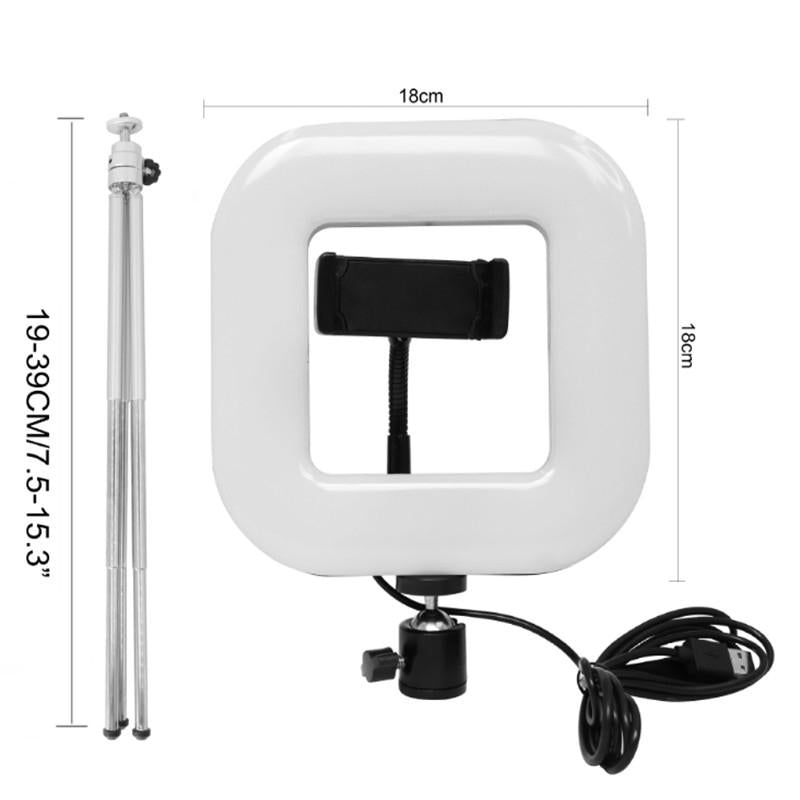 Dimmable Square Led Light with Tripod and Phone Holder