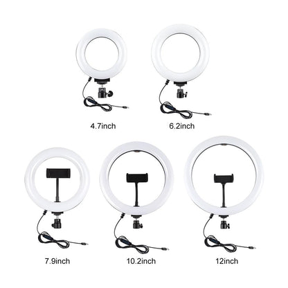 Live Broadcast Dual Phone Bracket & 6.2 Inch Led Ring Light Kit With Tripod Mount