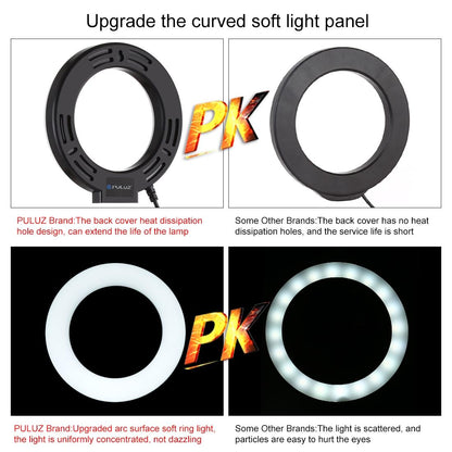 Live Broadcast Dual Phone Bracket & 6.2 Inch Led Ring Light Kit With Tripod Mount