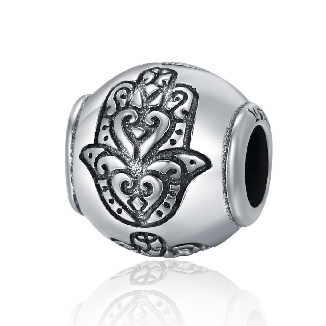 925 Sterling Silver Fatima Hand Beads For Diy Bracelets & Necklaces