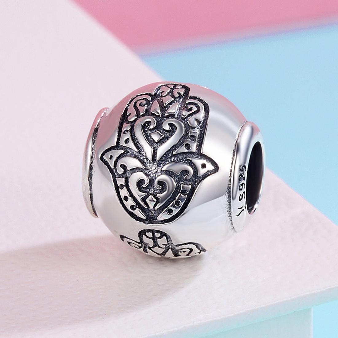 925 Sterling Silver Fatima Hand Beads For Diy Bracelets & Necklaces