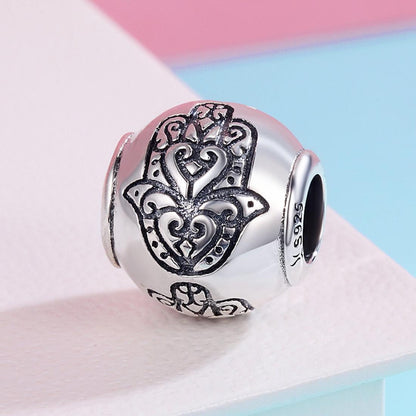 925 Sterling Silver Fatima Hand Beads For Diy Bracelets & Necklaces