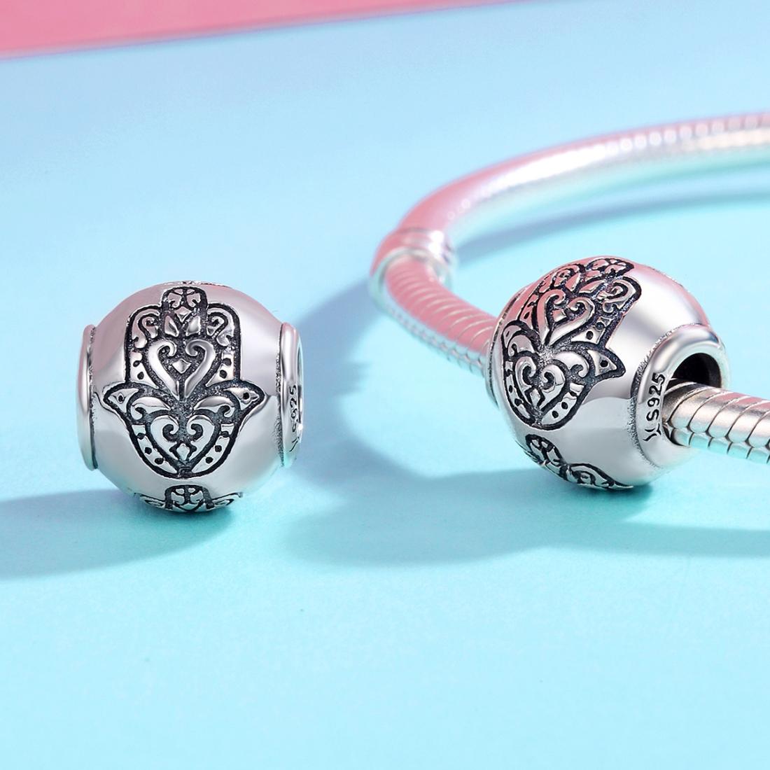 925 Sterling Silver Fatima Hand Beads For Diy Bracelets & Necklaces