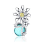 925 Sterling Silver Daisy & Firefly Crystal Bead Bracelet