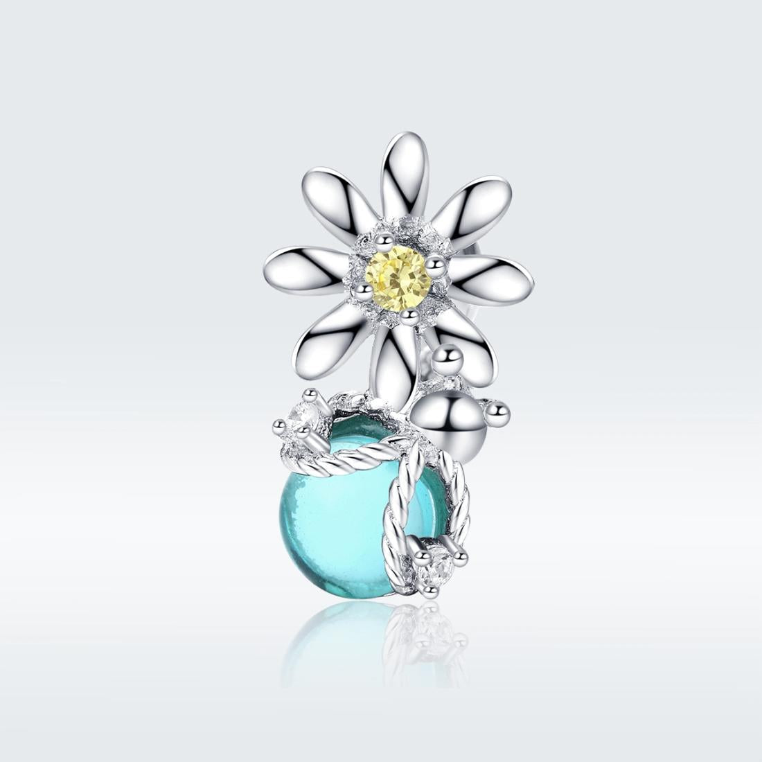 925 Sterling Silver Daisy & Firefly Crystal Bead Bracelet