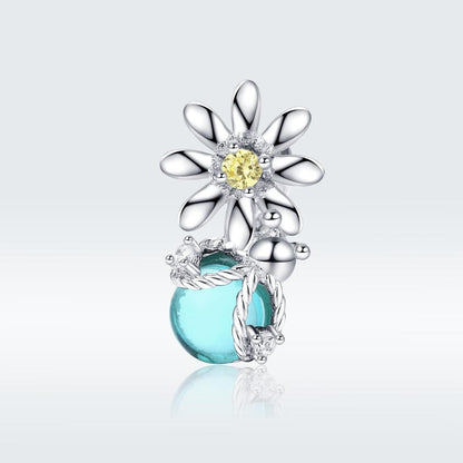 925 Sterling Silver Daisy & Firefly Crystal Bead Bracelet