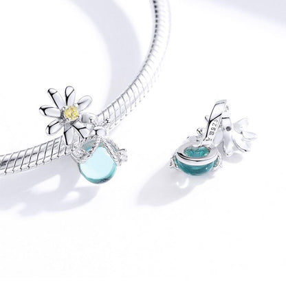 925 Sterling Silver Daisy & Firefly Crystal Bead Bracelet