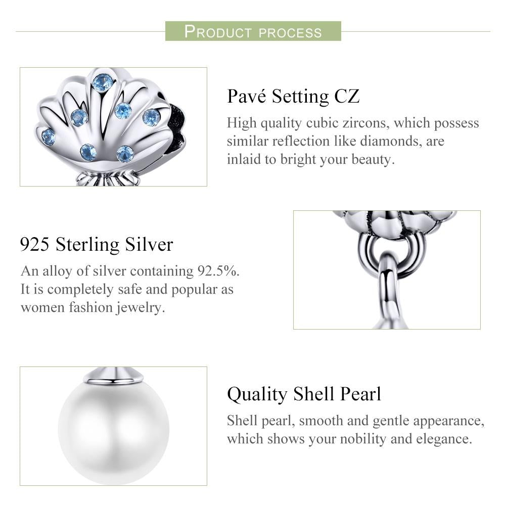 925 Sterling Silver Scallop Pearl Beaded Bracelet Accessory
