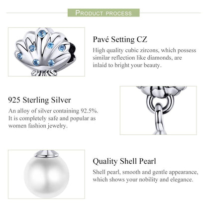 925 Sterling Silver Scallop Pearl Beaded Bracelet Accessory