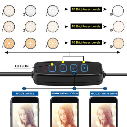 Dimmable Led Ring Lamp with Phone Tripod Stand