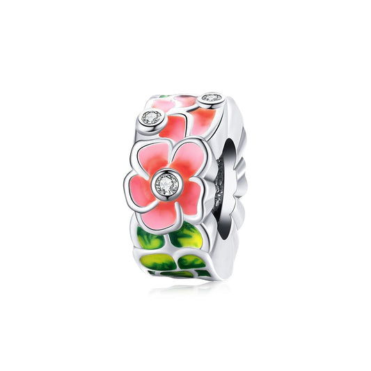 925 Sterling Silver Colorful Flower Beads For Diy Bracelets & Necklaces