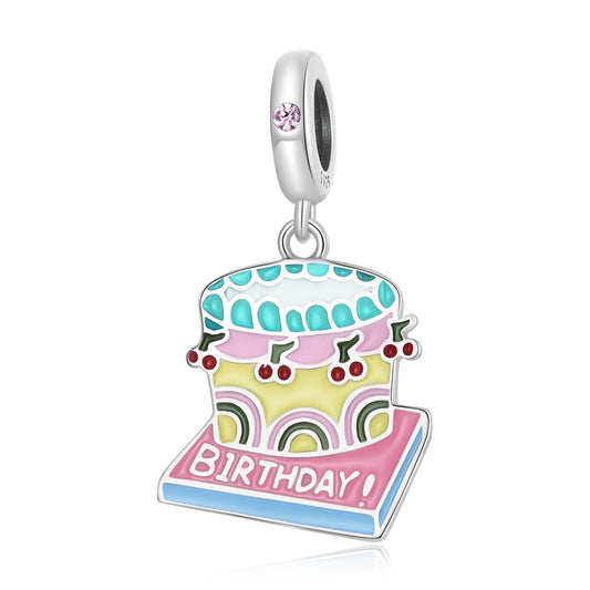 925 Sterling Silver Cherry Cake Pendant For Bracelet Or Necklace