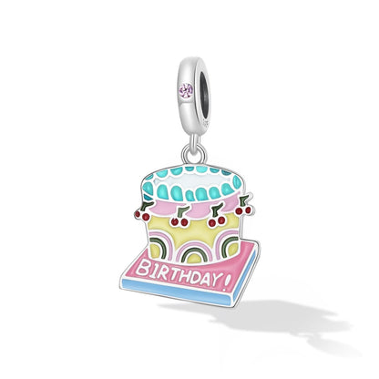 925 Sterling Silver Cherry Cake Pendant For Bracelet Or Necklace