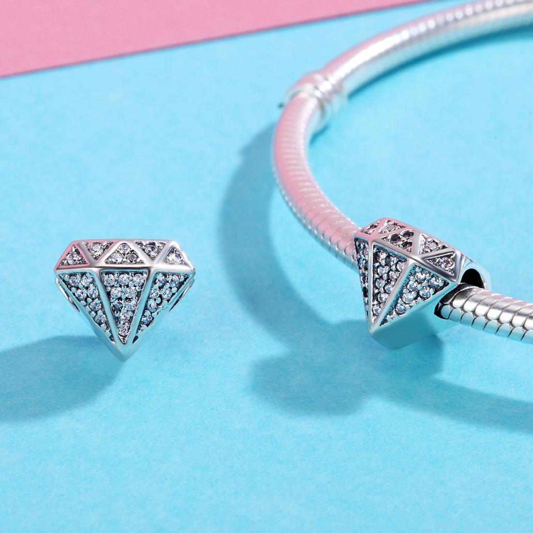 925 Sterling Silver Love Diamond Beads For Diy Bracelet