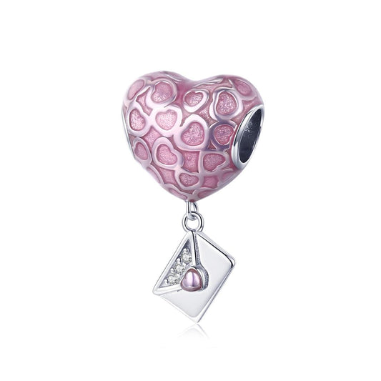 925 Sterling Silver Romantic Love Letter Heart Bracelet With Zirconium Diamond Beads